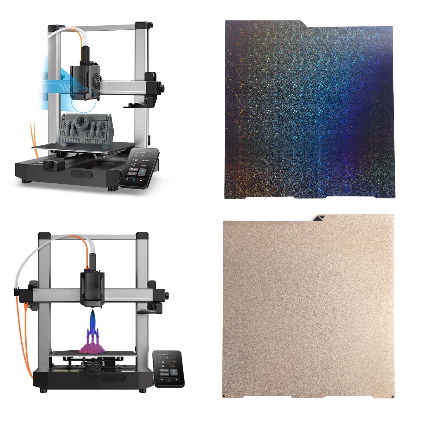 256x268mm Kobra 3 Combo Build Plate PEI Bed Double Sided Textured Flexible Spring Steel Magnetic Platform, Textured PEI Star PEY Build Plate 3D Printer Flexible Printing Platform