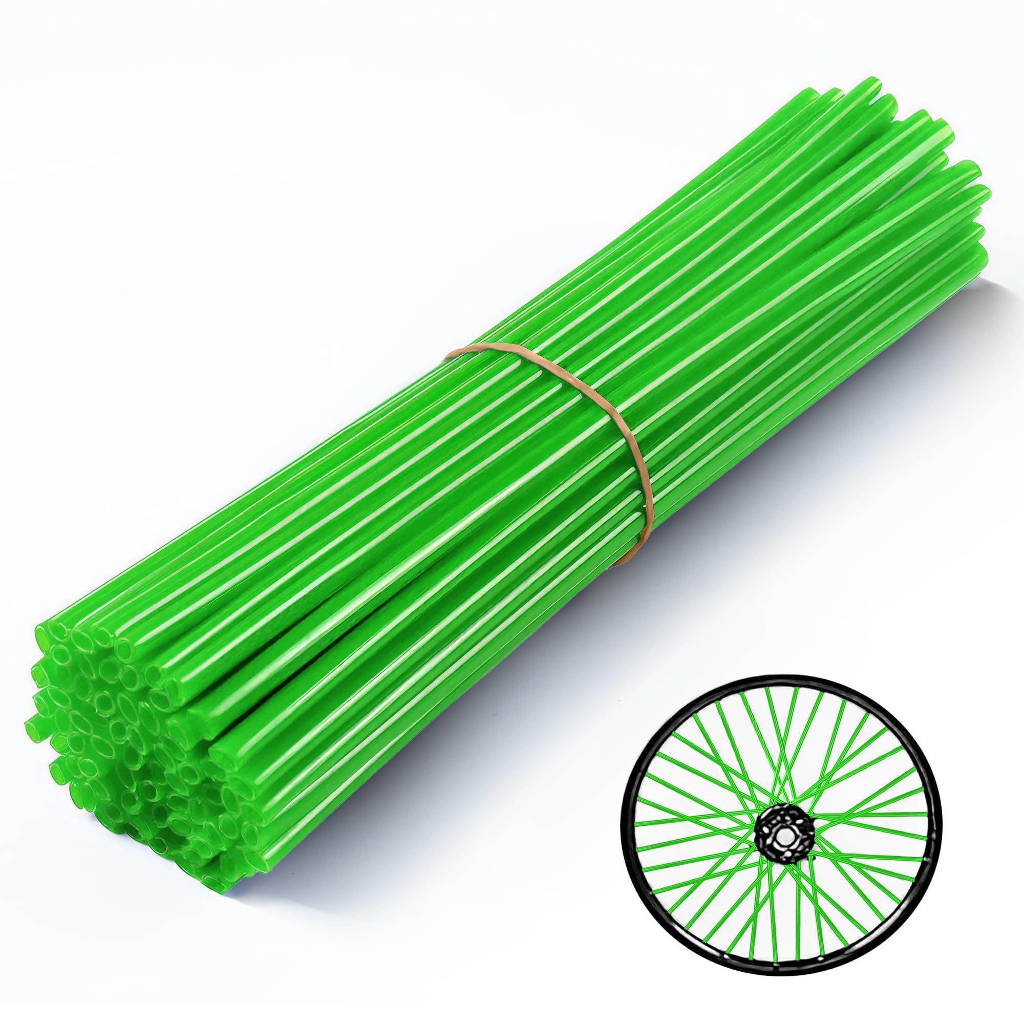 72Pcs Green Bike Spoke Covers - Universal Wheel Wraps