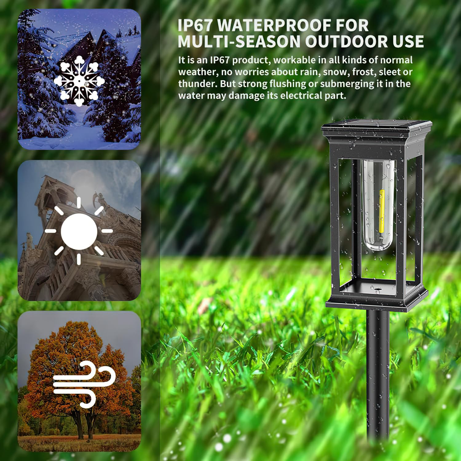 Amzxart Luci solari da giardino all'aperto, 8 pezzi impermeabili IP65, con accensione/spegnimento automatico