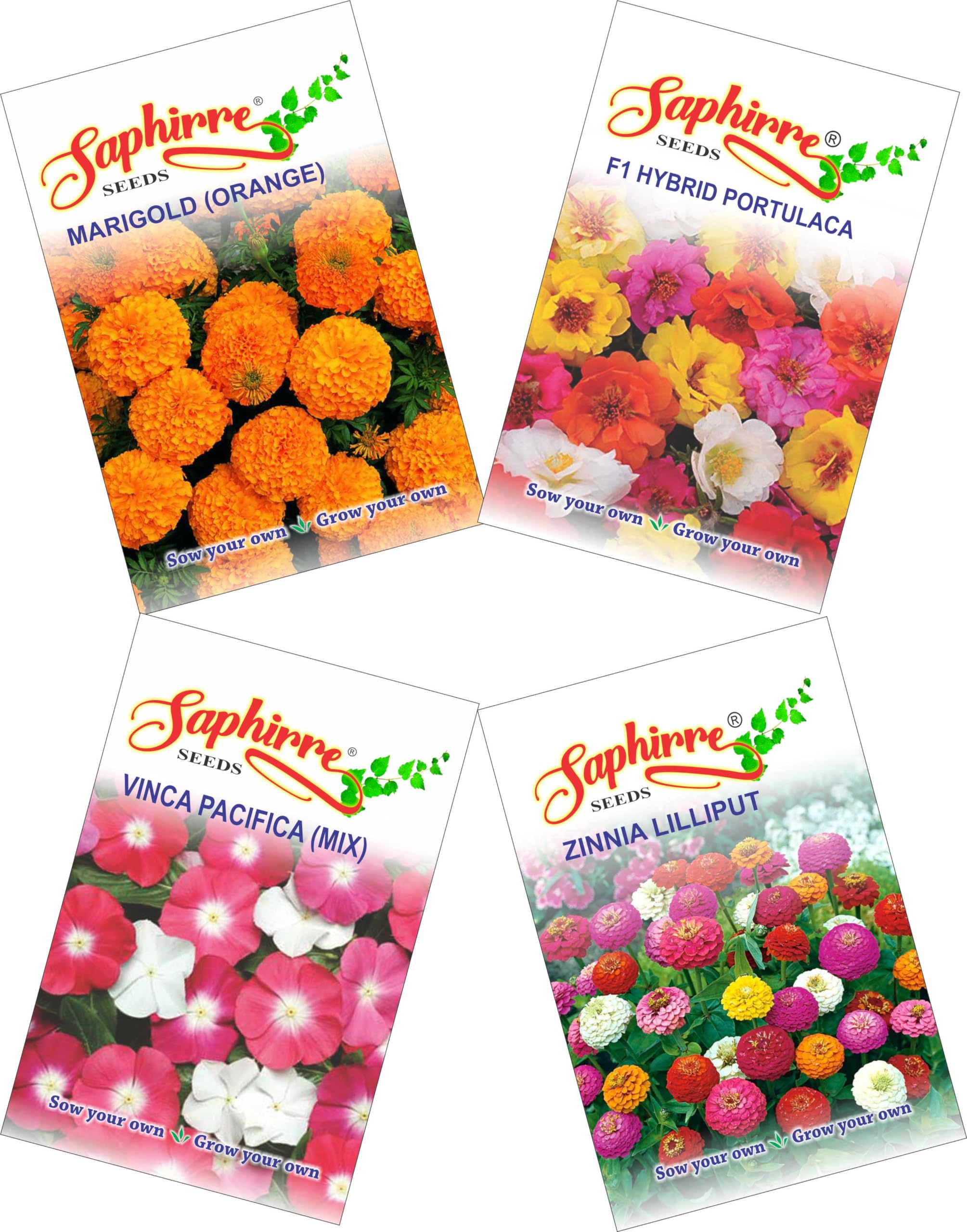 Saphirre Seeds Monsoon and Summer Flower Seeds Combo for Home Gardening (Marigold Orange, Portulaca Happy Hour, Vinca Mix- 100+ Seeds, Zinnia Lilliput- 50+ Seeds) (B0CRYK31YY) Amazon Price History, Amazon Price Tracker
