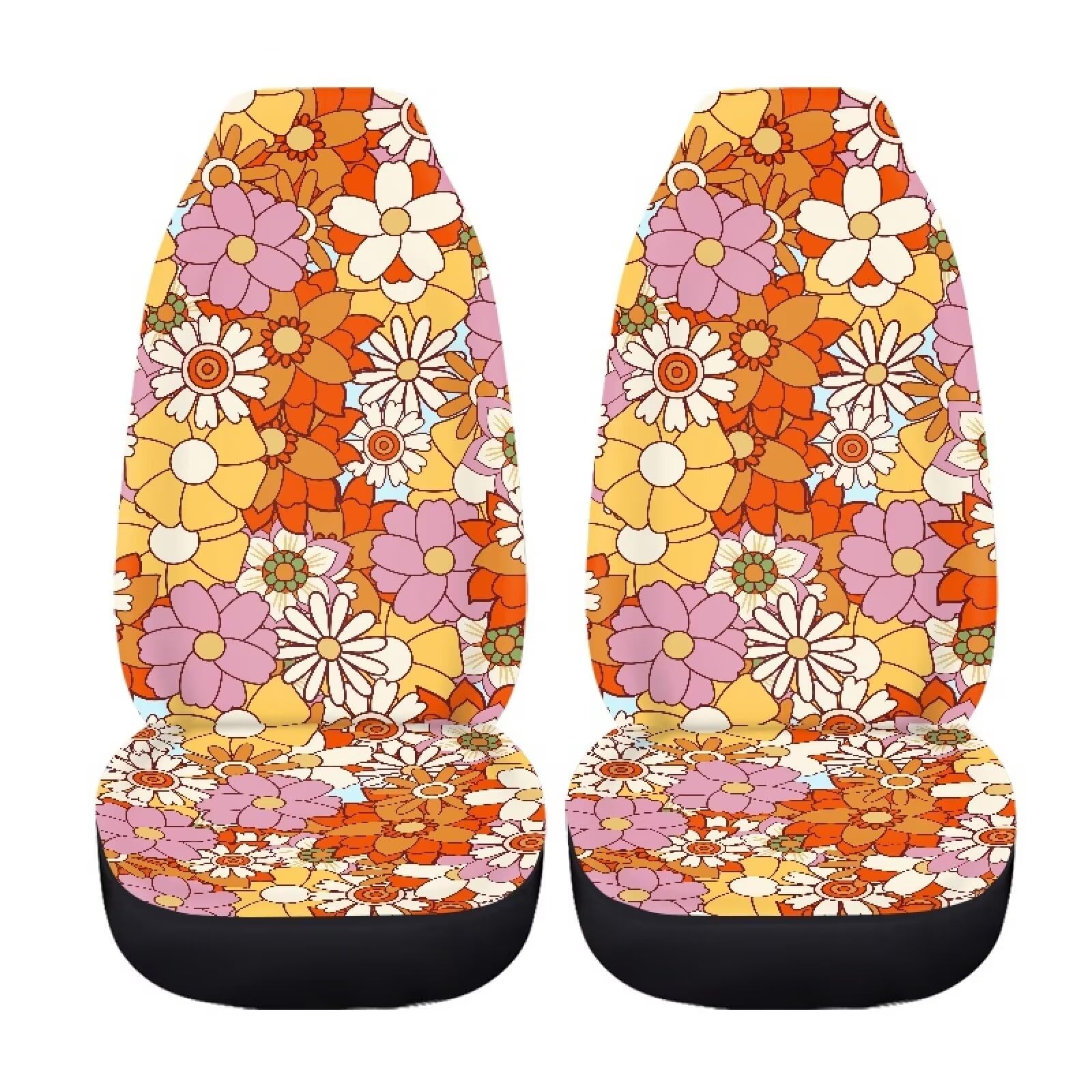 Hippie Flower Yellow Car Seat Covers