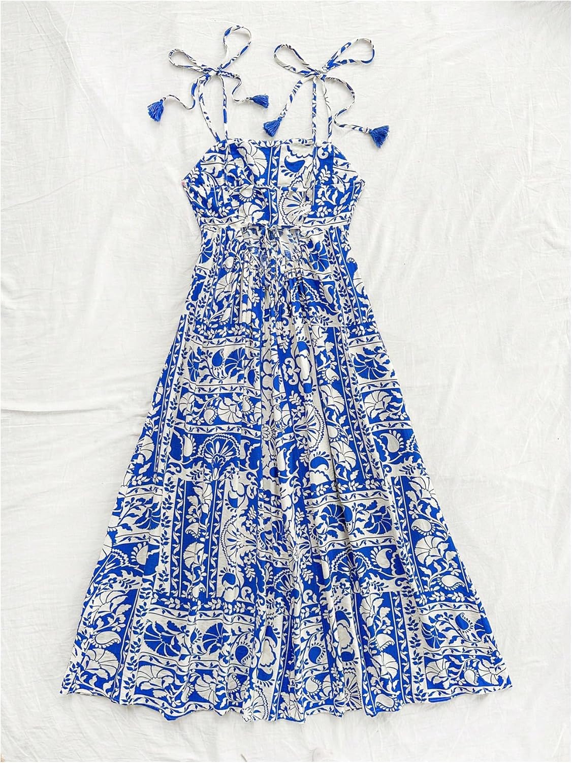 Floerns Women's Tribal Tie Shoulder Cami Dress Sleeveless Boho Flared Long Dresses - Image 5