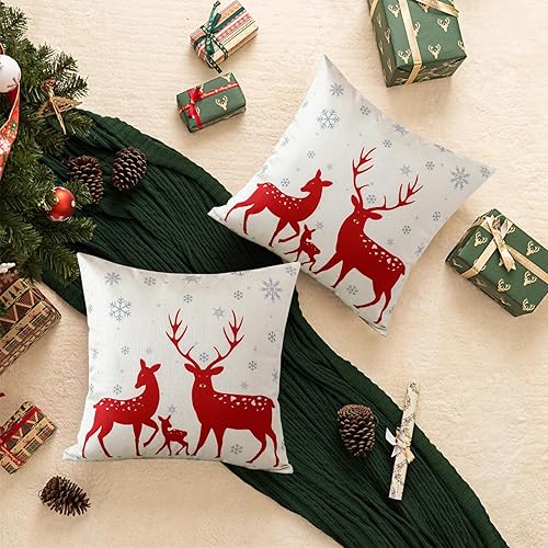 Miniatura 8 de Ohok Juego de 2 fundas de almohada de Navidad, fundas de almohada decorativas para decoración del hogar, sofá, silla, cama, dormitorio, sala de