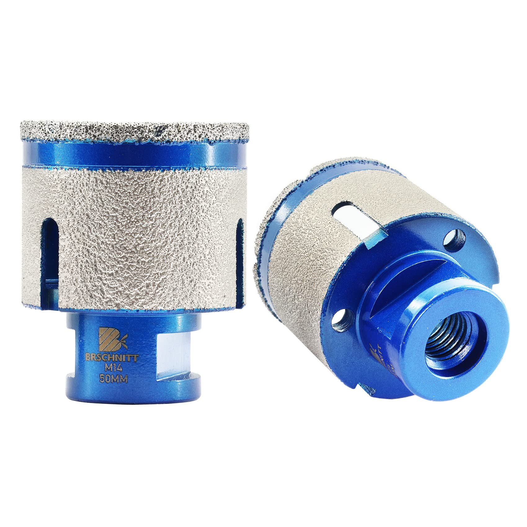 Diamond Core Drill Bit - BRSCHNITT Diamond Finger Milling Bit 2pcs 50mm for Drilling Enlarging Shaping Round Bevel Holes in Porcelain,Ceramic,Granite,Marble M14 thread