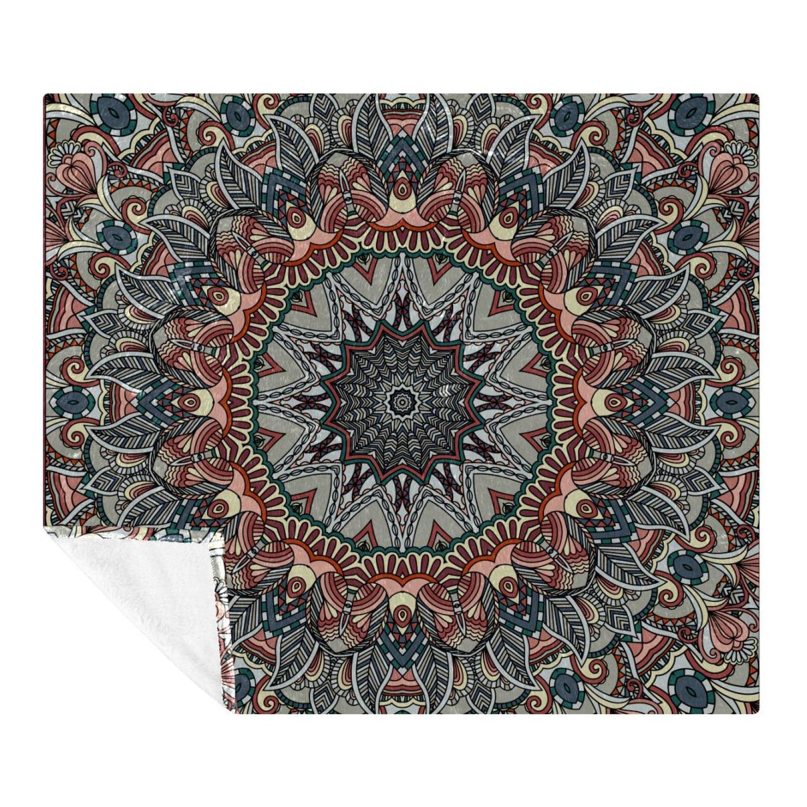 Couverture douce motif mandala floral, cadeau idéal lit