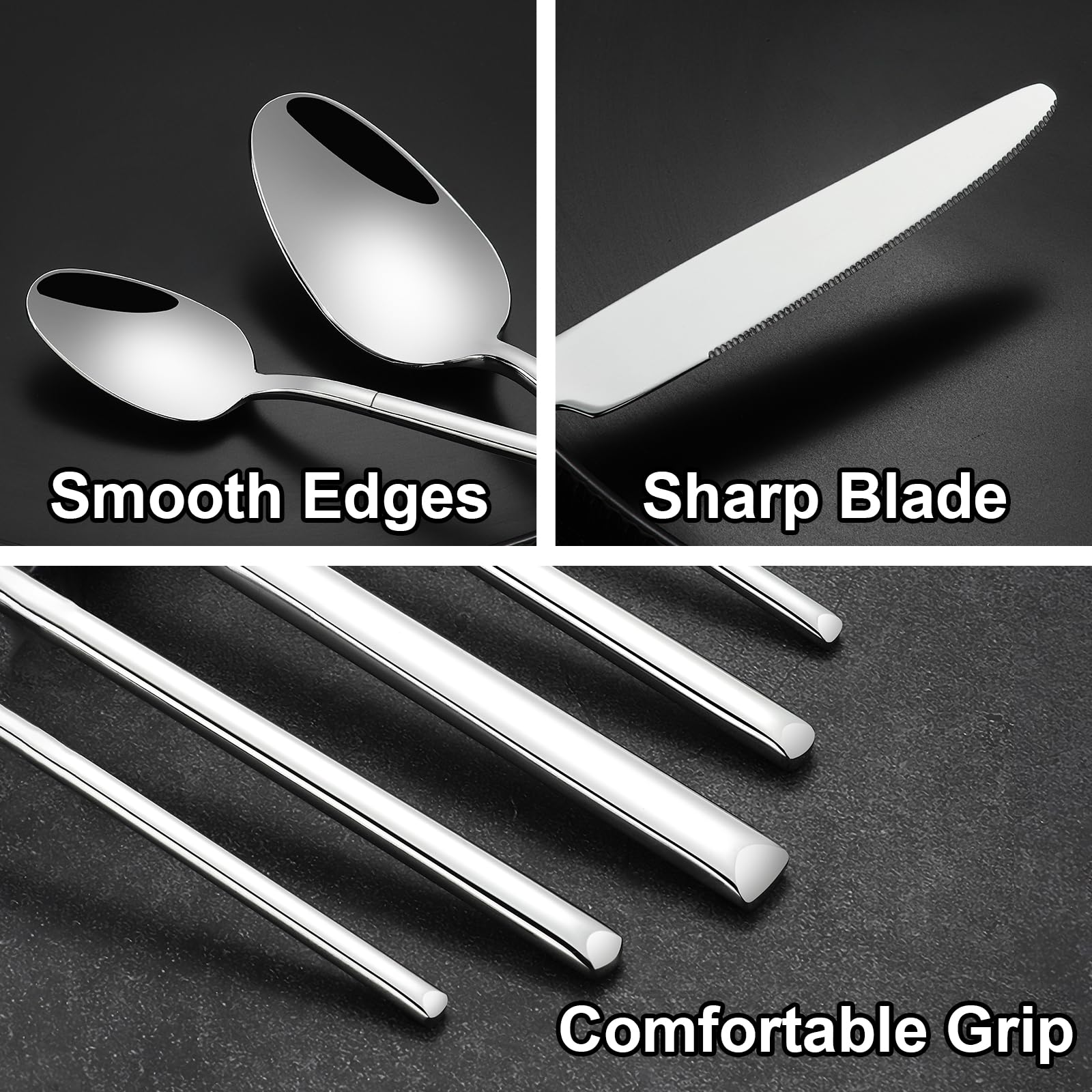 Silverware Set for 8, 18/10 Heavy Duty Stainless Steel Flatware Set, Prendcyx 40 Piece Premium Cutlery Sets including Spoons and Forks Set, Dishwasher Safe — Amazon image 4