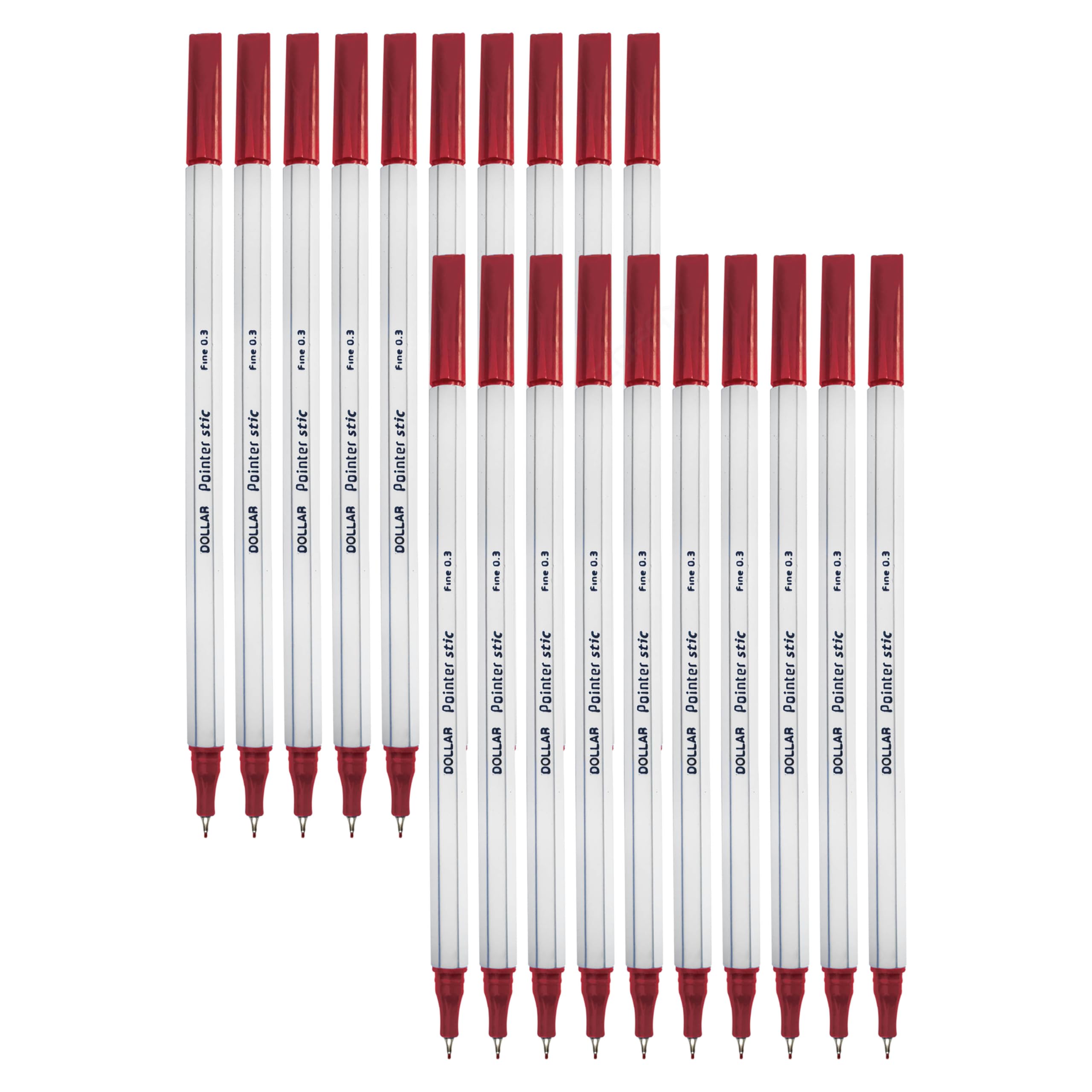 U3Fine Fineliner Pens, RED, Ultra Fine Tip (0.3mm), Pack of 20, Ideal for Writing Drawing Sketching Colouring Drafting Marking, iZOFAX