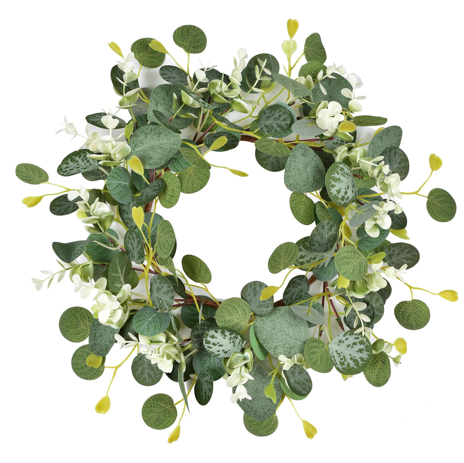 Photo 1 of ***STOCK PHOTO FOR REFERENCE ONLY*** LSKYTOP Artificial Green Eucalyptus Wreaths 14'' Spring Summer Eucalyptus Leaf Wreaths for Home Farmhouse Front Door Decor