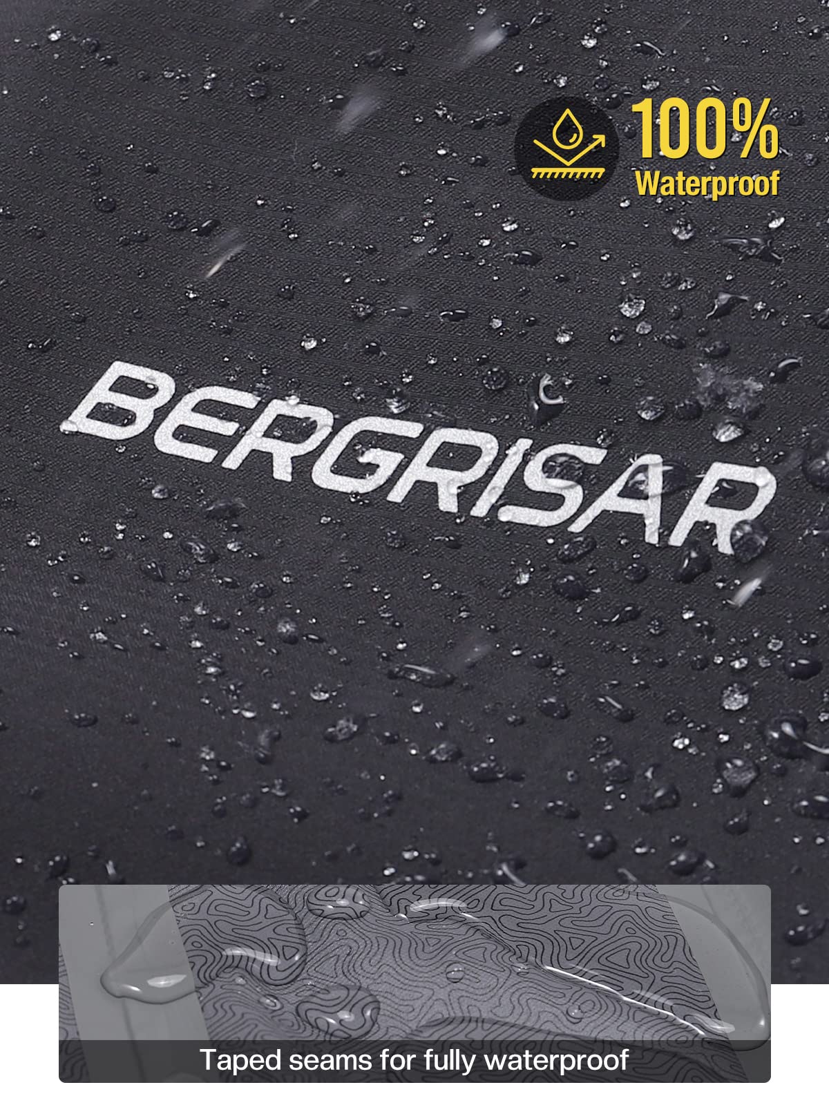 BERGRISAR Cortavientos Chaqueta de Ciclismo Running para Hombre con Capucha Impermeable Transpirable Ligero