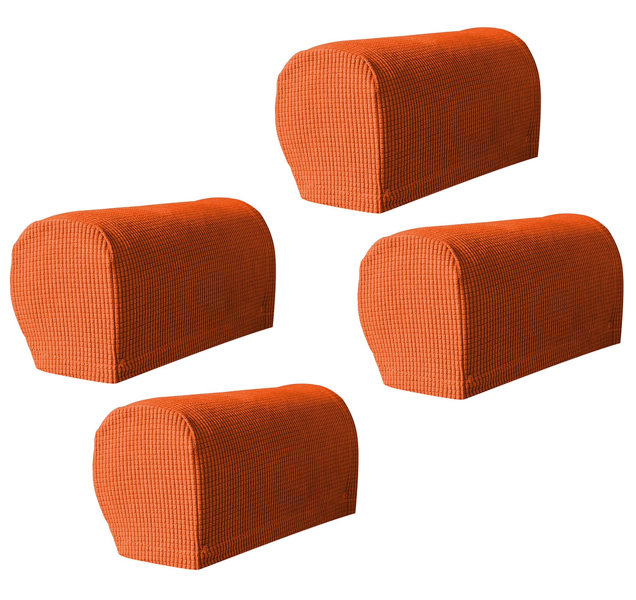 Hruile Armrest Stretch Chair Covers, Anti-Slip Armchair Couch Arm Rest Covers Sofa Armrest Cover Spandex Polyester Sofa Arm Caps Slipcovers Protector,Set of 4,Orange