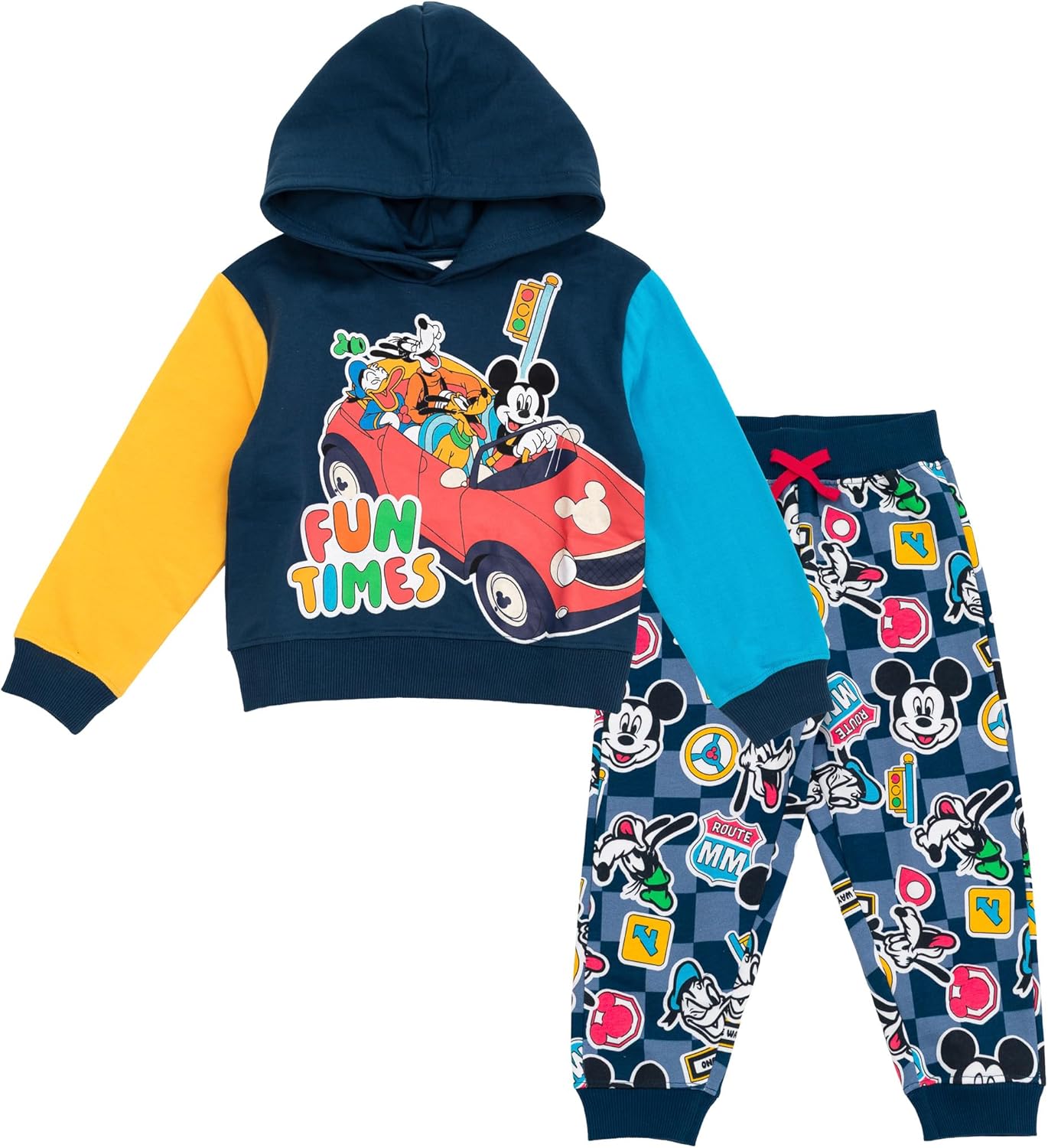Disney Mickey Mouse Christmas Fleece Pullover Hoodie & Jogger Pants Outfit Set Newborn to Big Kid Sizes (0-3 Months - 14-16)