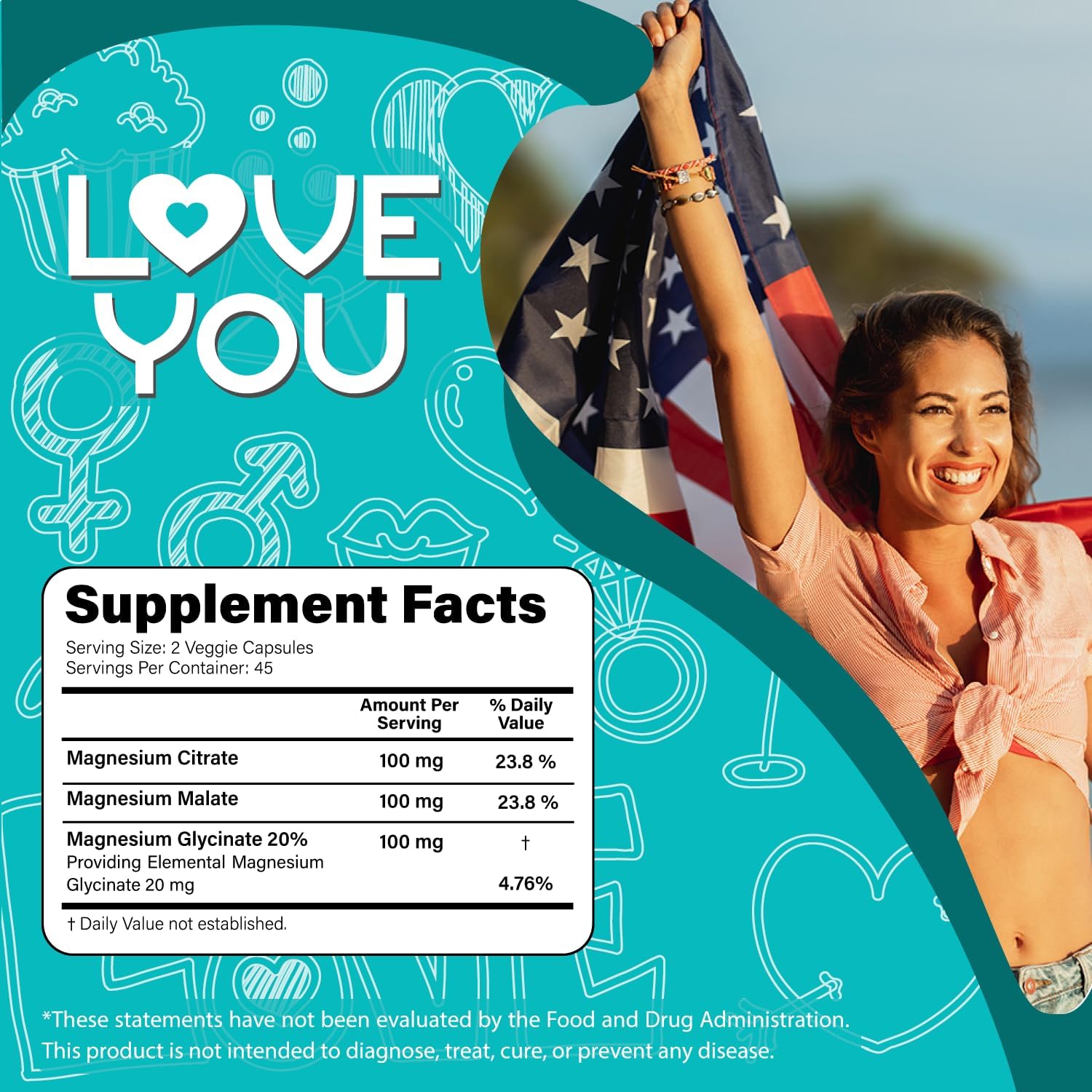 Love You Triple Magnesium Complex – 300mg per Serving, Premium Magnesium Glycinate, Citrate & Malate – High Absorption for Muscle, Nerve & Sleep Support, 90 Veggie Capsules – Made in USA - Image 6