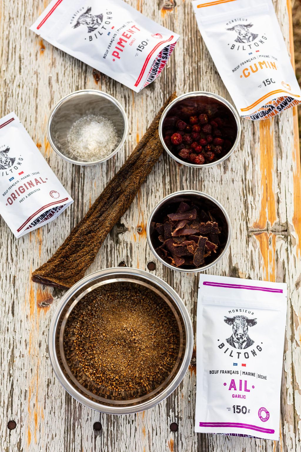 Biltong au Piment Wiri-Wiri (fort) Boeuf FRANCAIS tendrement séché (150, Grammes)
