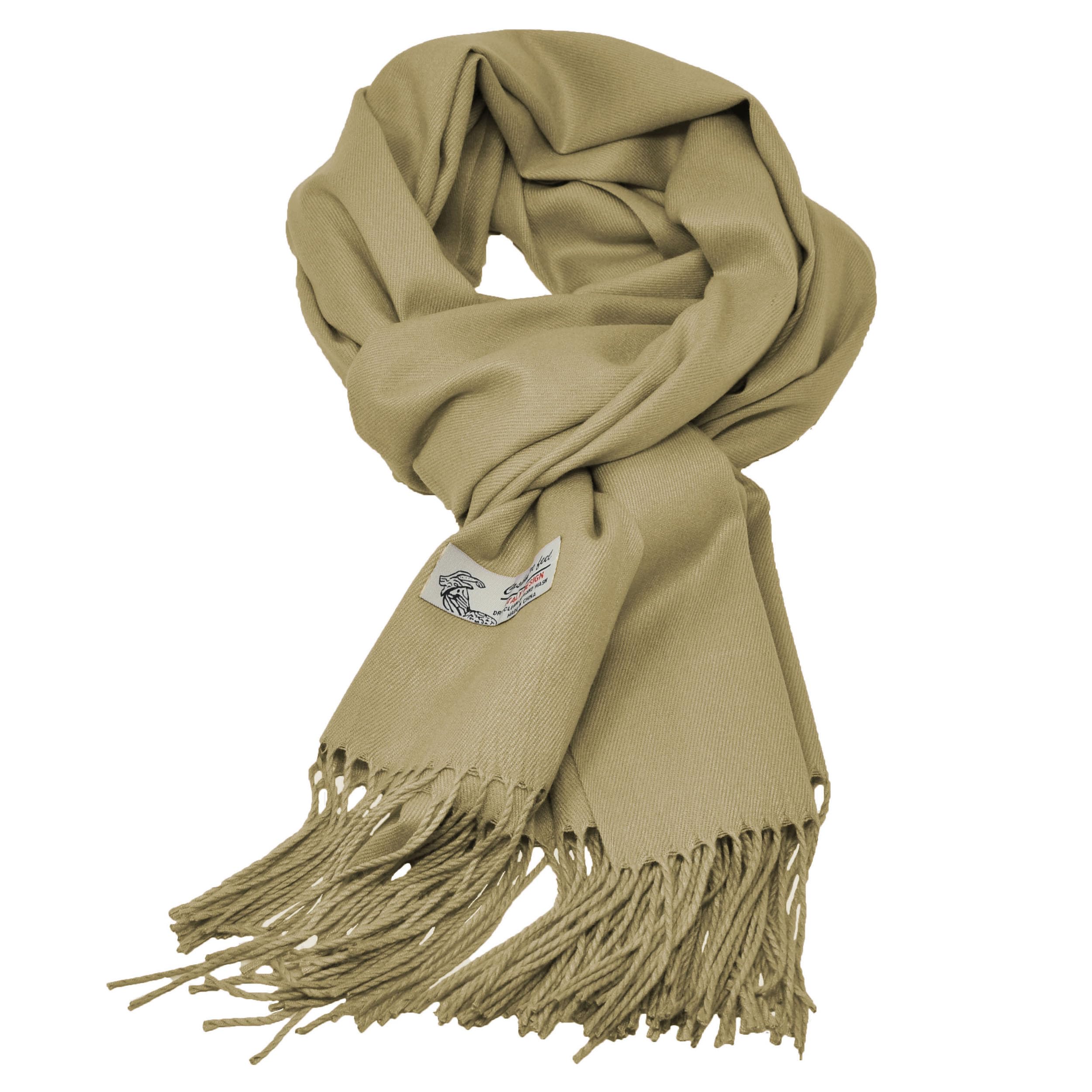 Glory Max Unisex Plain Solid Winter Scarf Cashmere Feel Oversized Soft Warm Shawl Wrap 74"x26" (Beige)