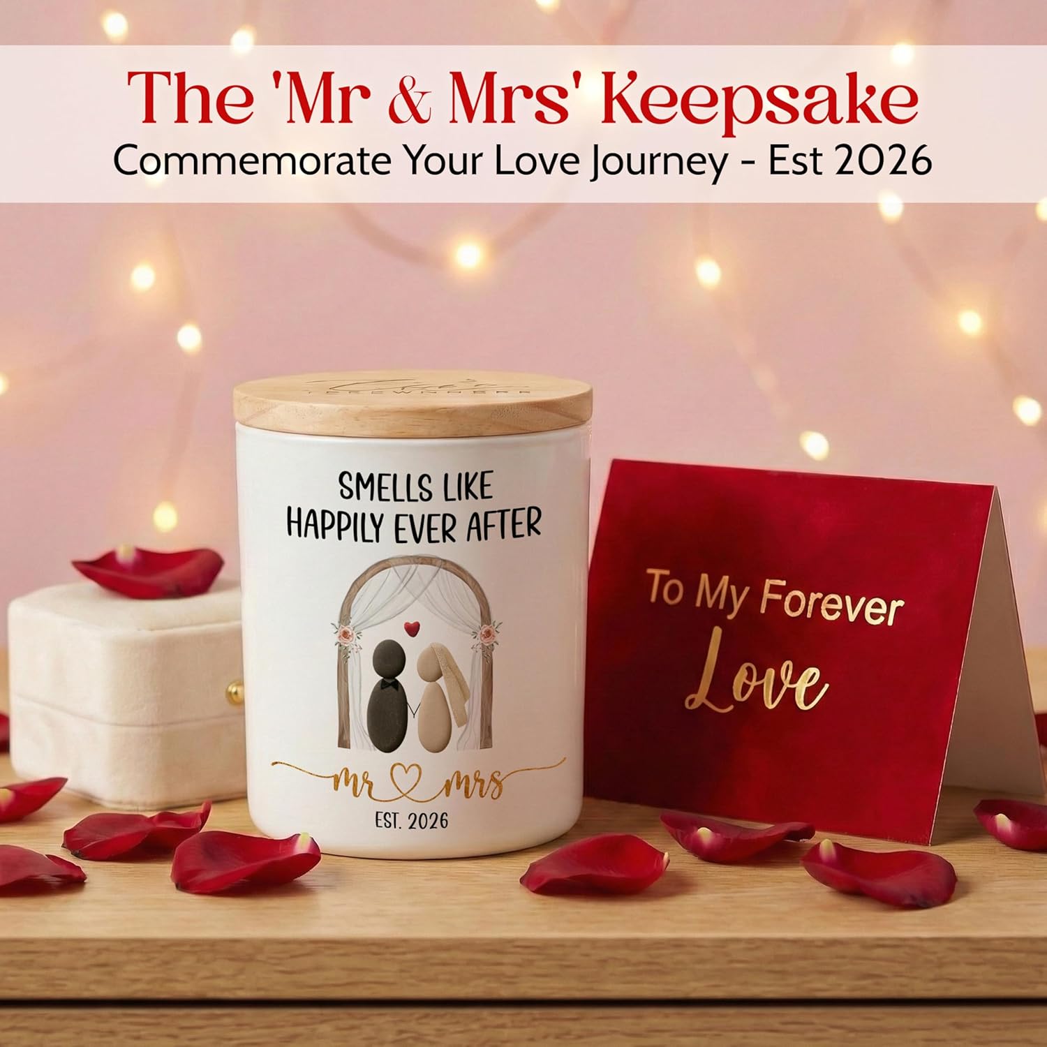 TEEZWONDER Wedding Gifts for Newlyweds - Mr & Mrs 2026 Scented Candle - Bridal Shower Engagement Gifts for Couples, Mr and Mrs Gift for Bride and Groom, Anniversary Wedding Gift for Women Men - Image 4
