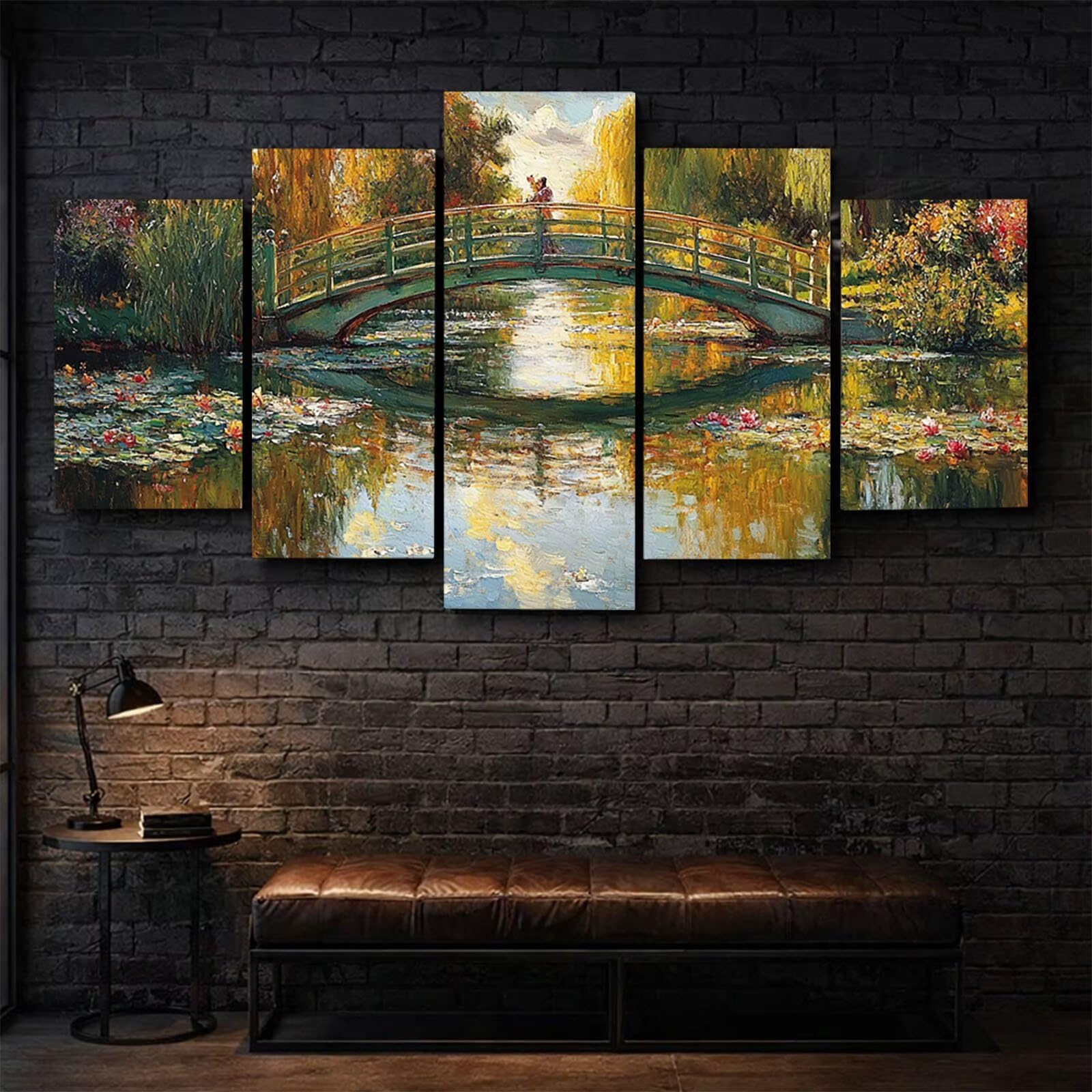 5 Pack Leuchtend Malen Nach Zahlen Erwachsene Brücke Drei Größen YCBZ-0209 | DIY Set Erwachsene mit Pinselset Acrylfarben Set Fünf Leinwand zum Bemalen Abstrakt für Deko Wohnzimmer Geschenke für Frauen
