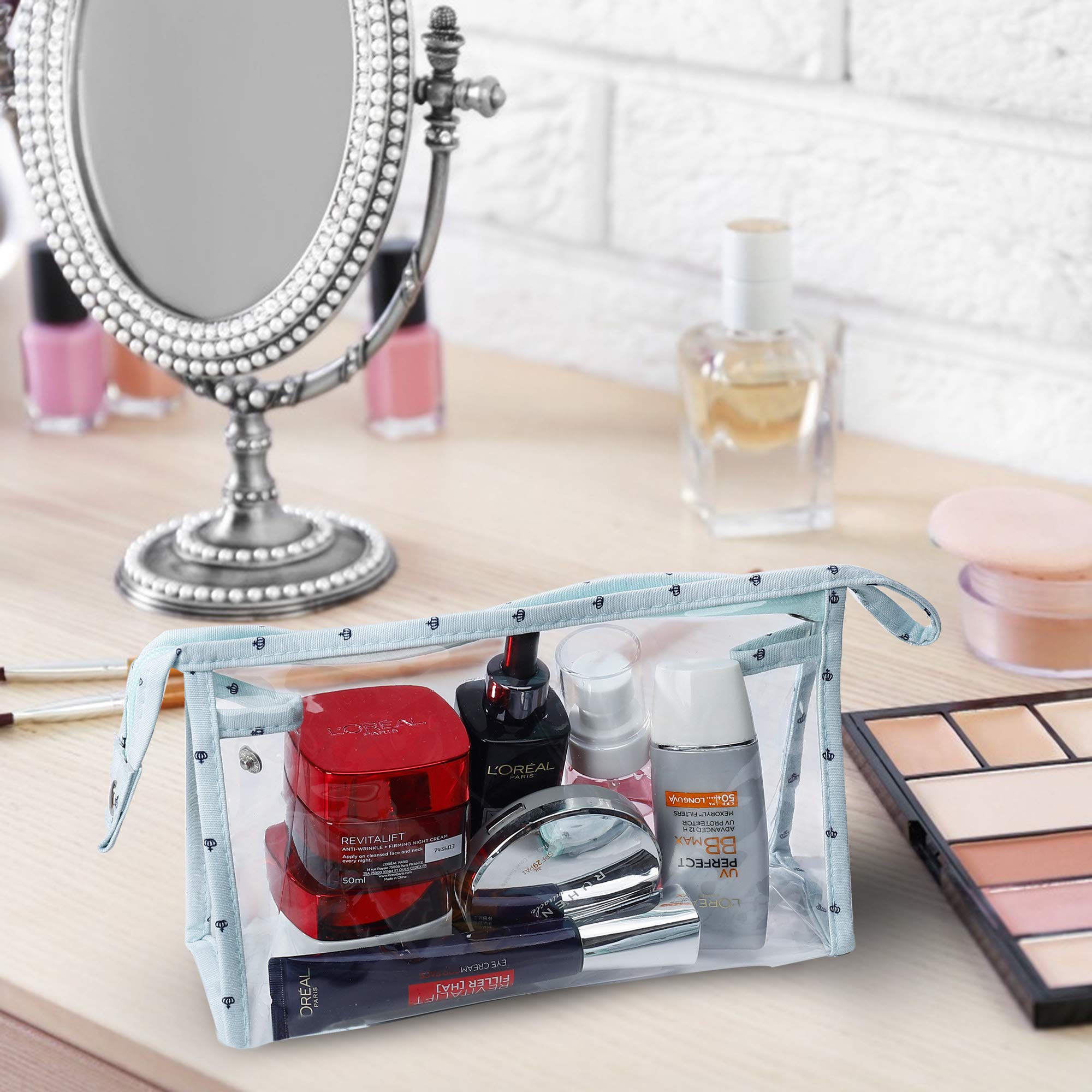 Borse Cosmetiche da Viaggio, Impermeabile Custodia per Trucco Trasparente da Toeletta, 3PCS Organizzatore Beauty Case in Plastica con Cerniera, Piccolo Portafoglio Regalo per le Donne