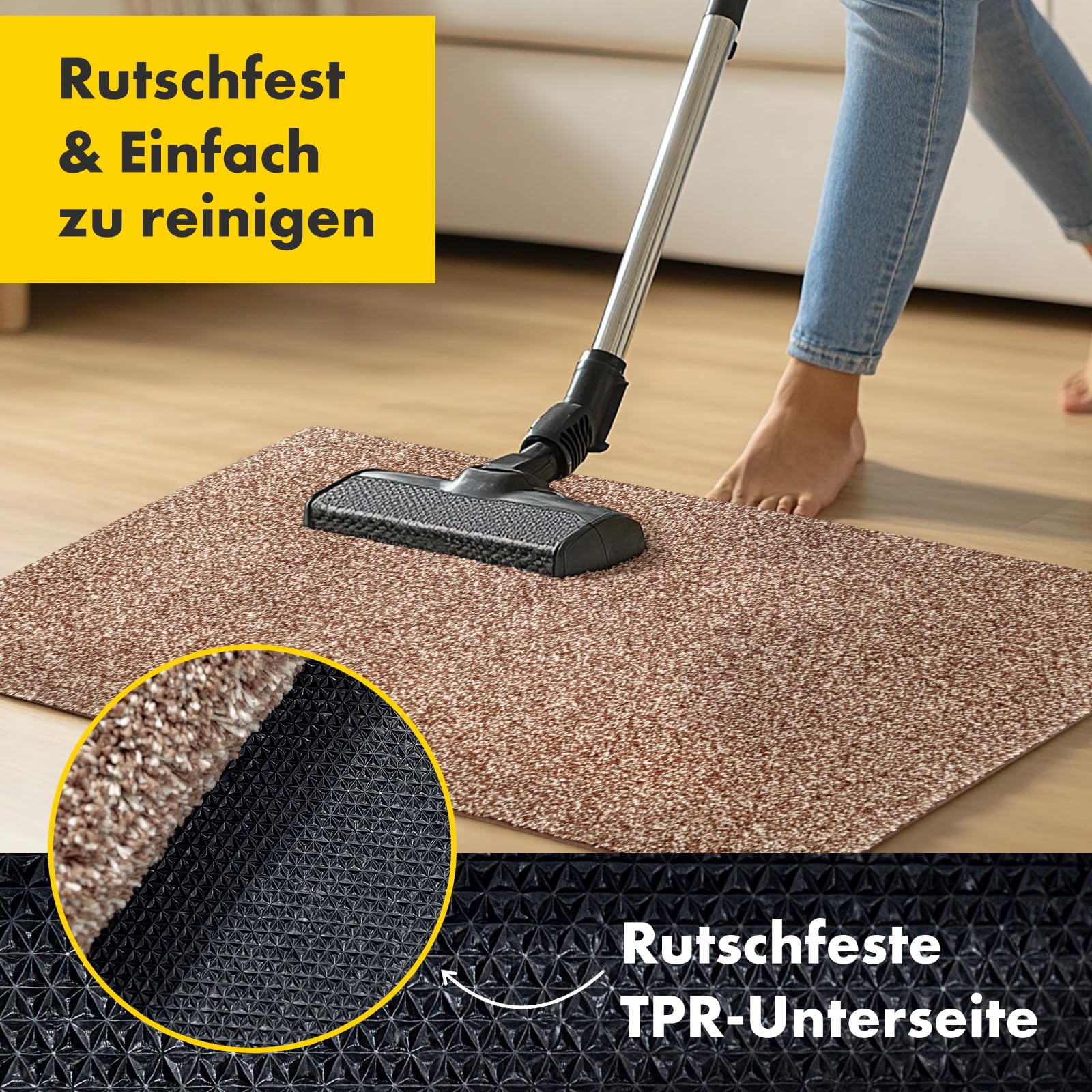 Floordirekt Schmutzfangmatte innen 60 x 150 cm - Braun - rutschfeste Maschinenwaschbare Fußmatte - Türmatte Sauberlaufmattestürmatte - Fussmatte für Hund - Haustür & Flur - NASA