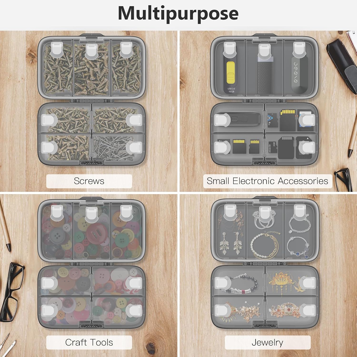 FYY Travel Pill Organizer, Large Weekly Medicine Pill Organizer-Black