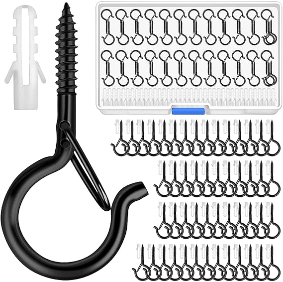 msiori 50 PCS QHanger, Screw Hooks for Outdoor String