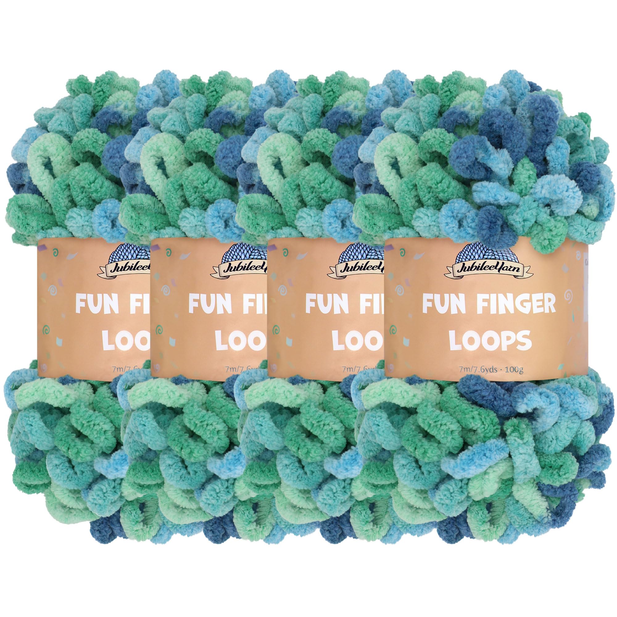 Pelote de laine JubileeYarn Fun Finger Loops fil polyester pour débutant sans tracas