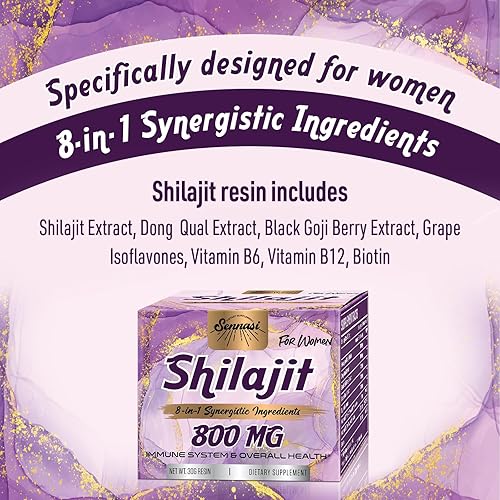 Miniatura 7 de Shilajit de 800 mg para mujer, resina orgánica Shilajit, orgánico puro del Himalaya, suplemento Shilajit 8 en 1, ingredientes sinérgicos 8 en 1,
