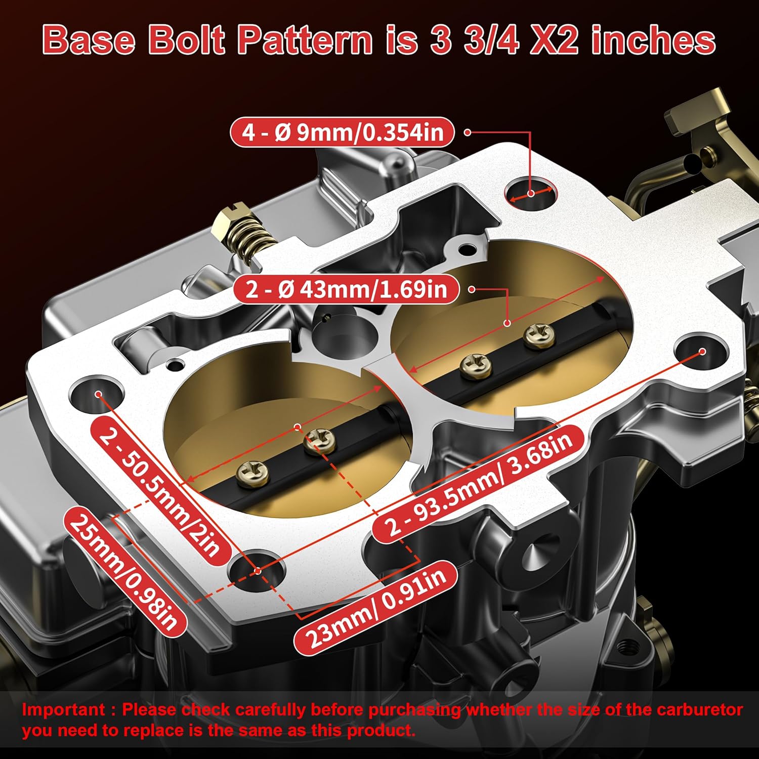 Marine Carburetor for Mercruiser 3.0L 2.5L 2 barrel Carburetor 4 CYL Engines Mercarb Carb with Jets Long Linkage and Gaskets Electric choke,Replace 3310-864940A01 Base Bolt Pattern 3 3/4 X 2 inches