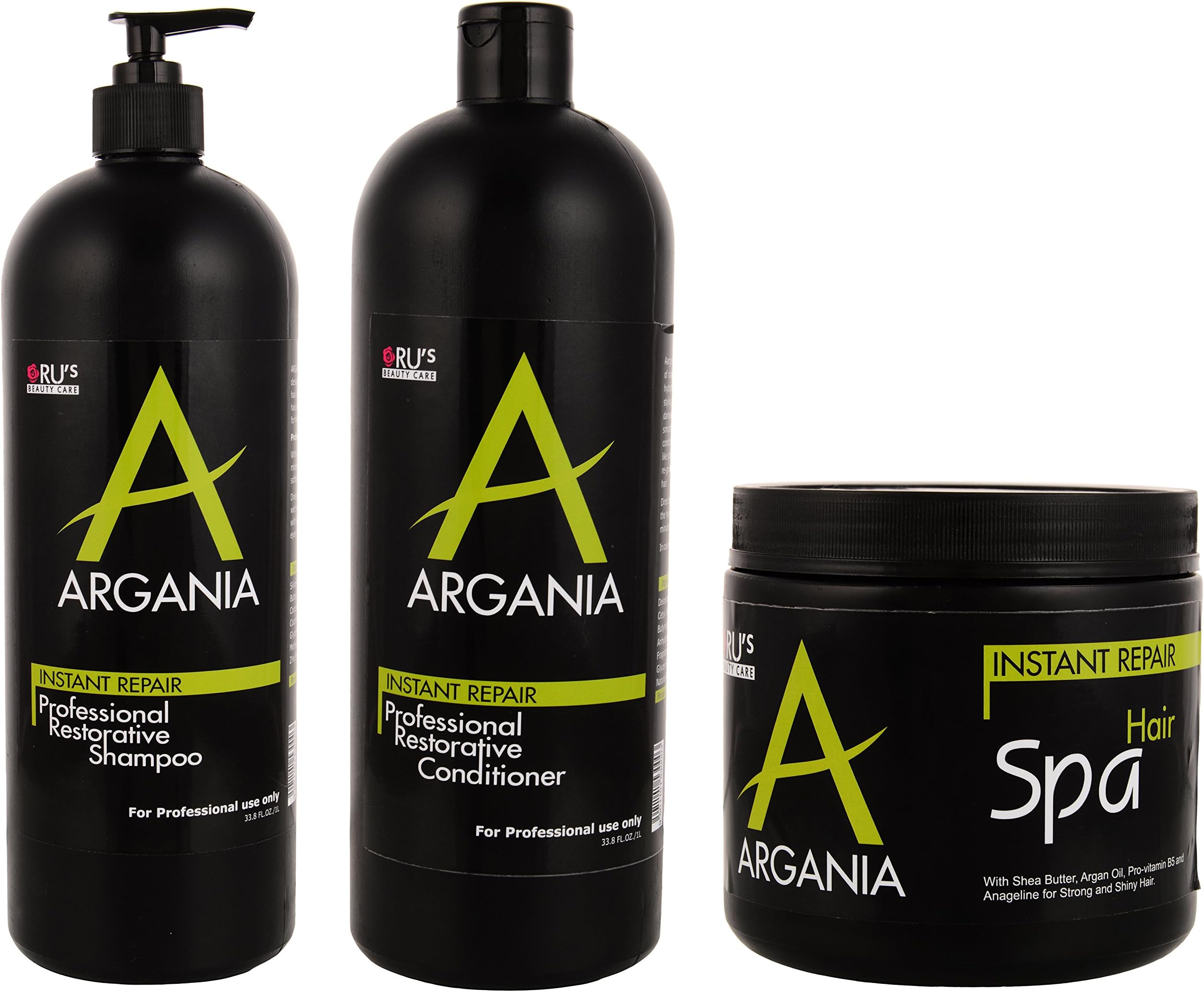 A ARGANIA Instant Repair Hair Shampoo, Conditioner and Hair Spa For Women Men Professionals Choice For Smooth Hair, White (Pack of 3)