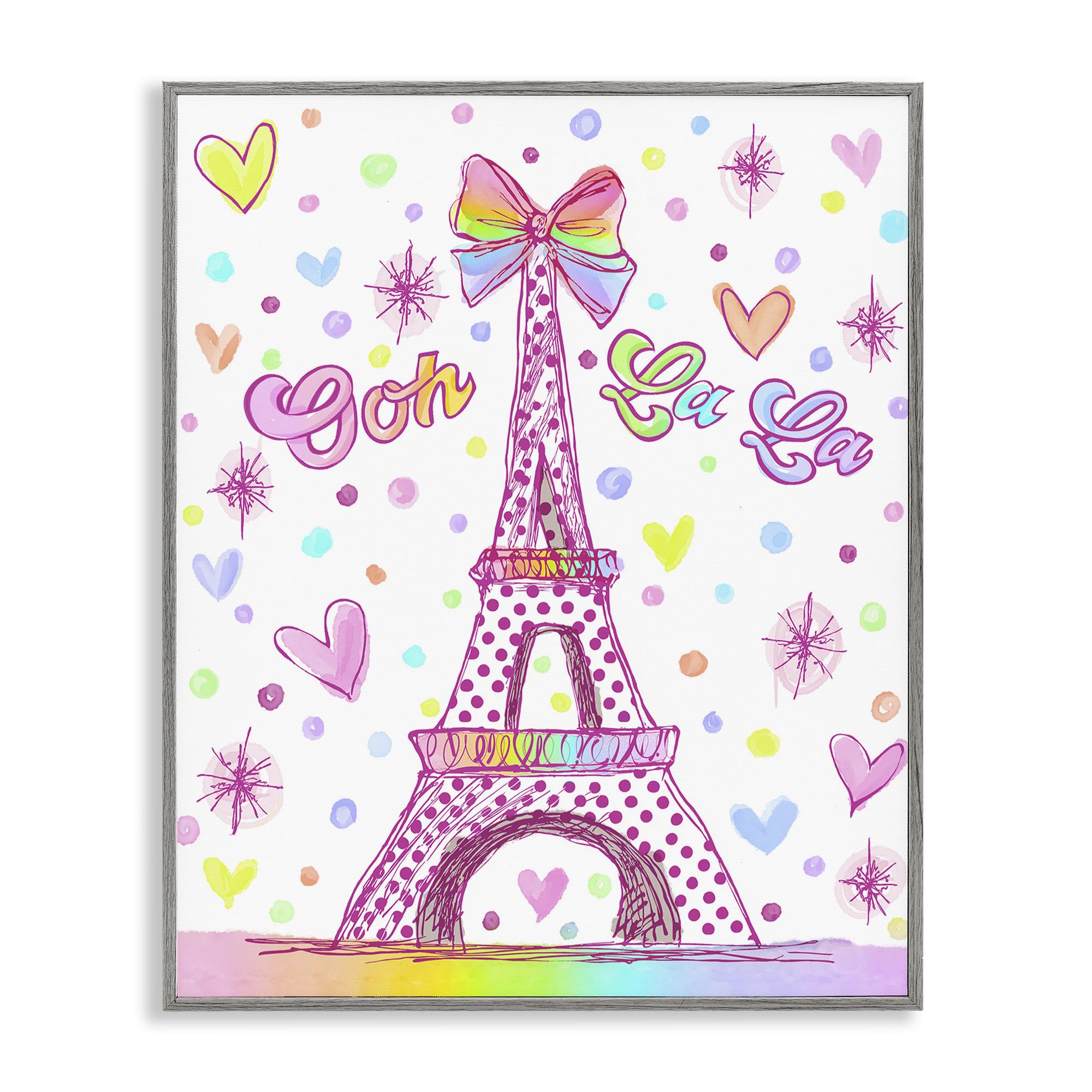 Stupell Industries Farmhouse Gray (Textured) 'Bright Pastels Eiffel Tower', Framed Giclee Art, Gray, 11 X 14 Inches, Easy To Hang And Sturdy, Made In Usa, By Jess Stempel