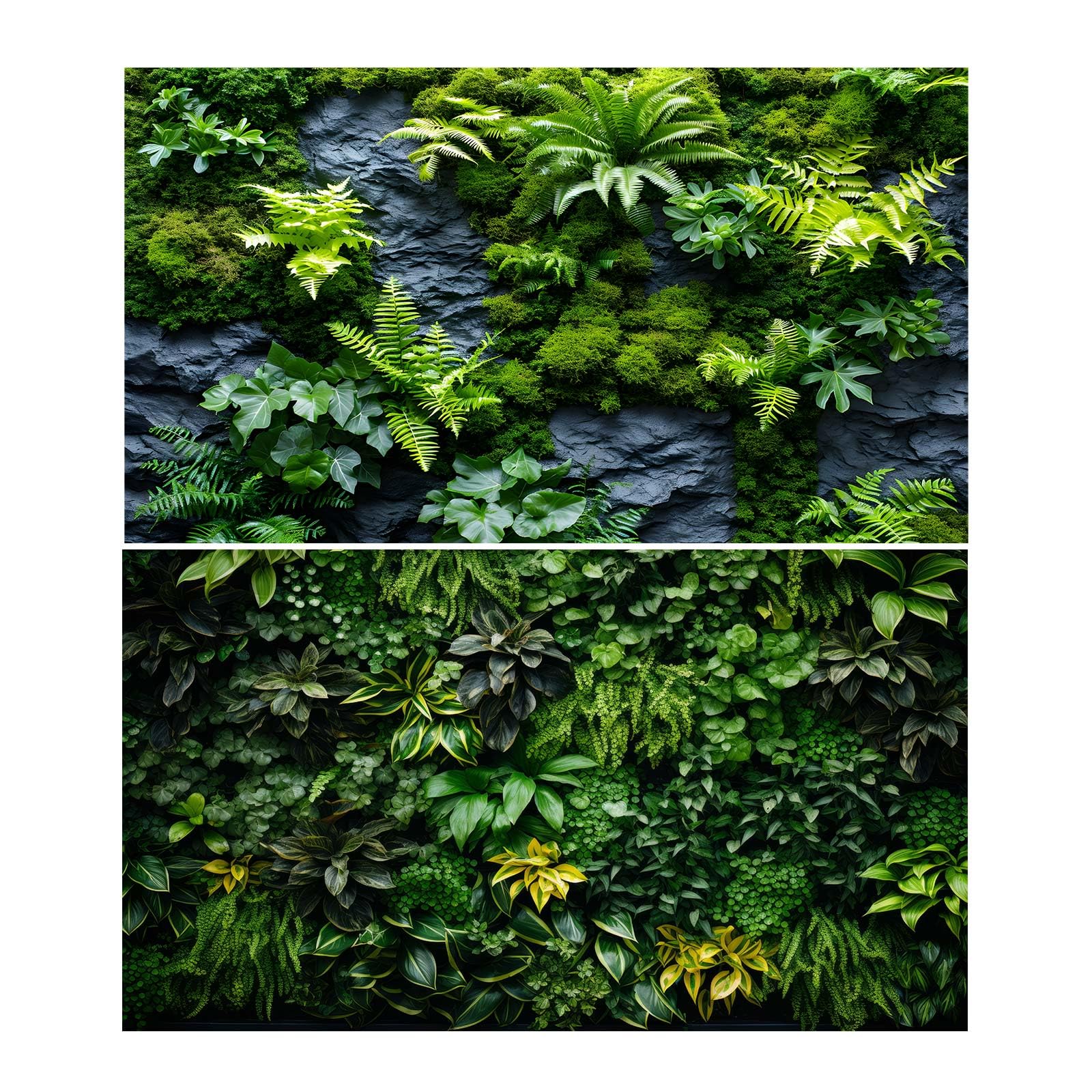 2 Pack Rock Wall Reptile Tank Background Lush Green Tropical Leaves Terrarium Backdrop Nature's Embrace Tropical Green Plants Fish Tank Background Moss Wall Aquarium Wallpaper 30x12in
