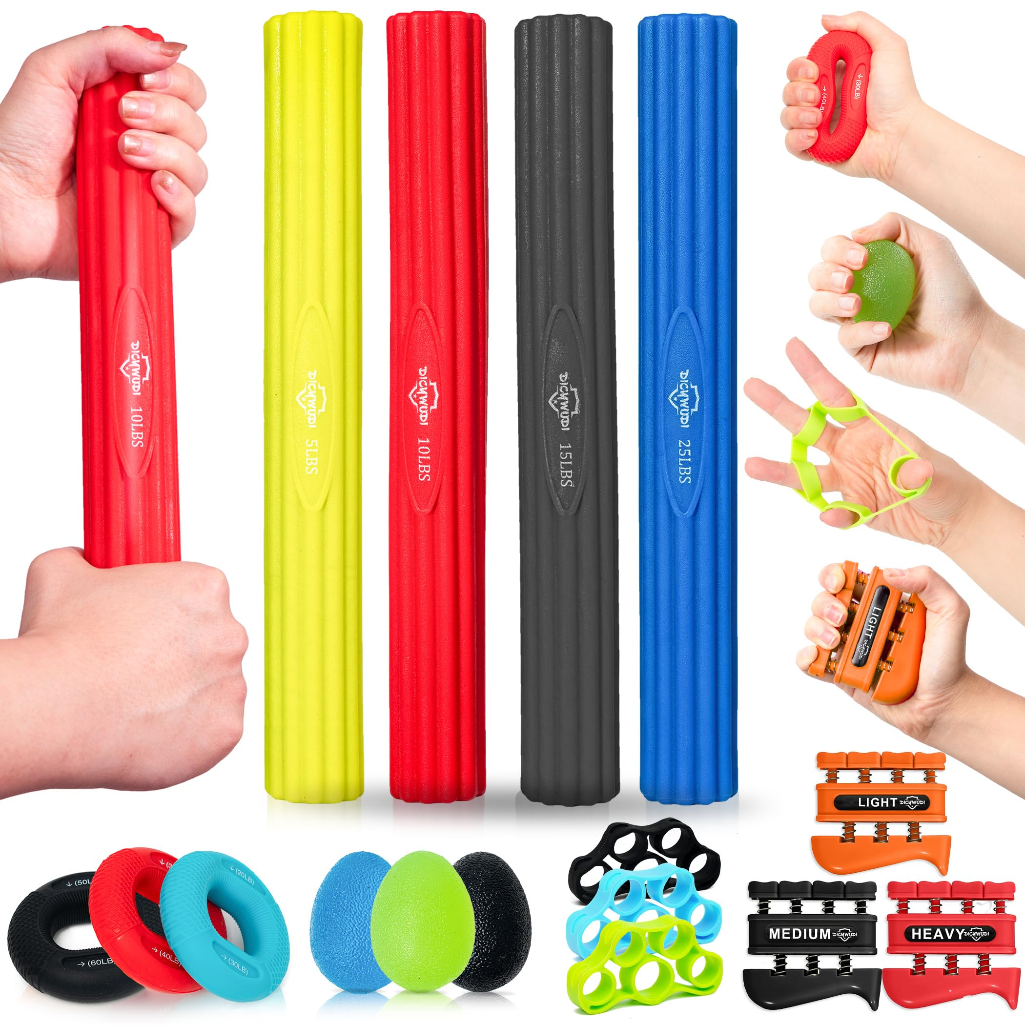 DICYWUDI Flex Therapy Bar and Grip Strength Trainers Set, Physical Therapy & Resistance Bar for Golfers Elbow,Tendinitis,Wrist,Forearms Pain, Improve Grip Strength and Relieve Pain — Amazon image 9