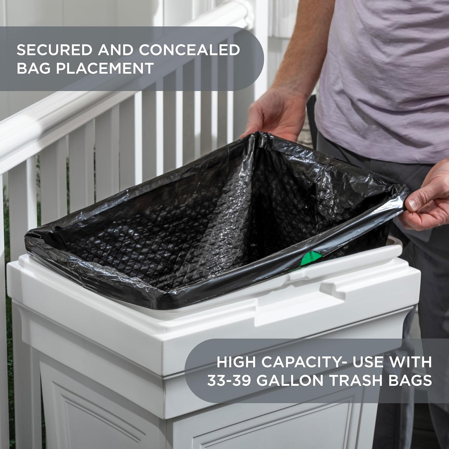 Step2 Atherton Large Garbage Container, Indoor/Outdoor Trash Can with Lid, Weather Resistant, Made of Durable Plastic, Weather-Resistant, Classic White