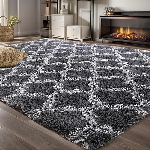 Miniatura 1 de Alfombra suave para dormitorio, sala de estar, alfombra peluda de felpa grande, alfombra mullida de lujo para niñas y niños, alfombra lanuda (3 x 5