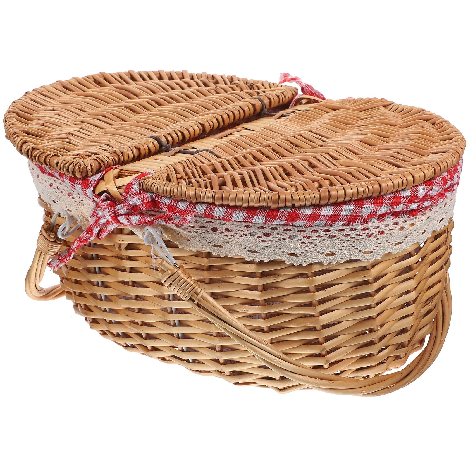 Panier en osier avec couvercle rustique et finitions artisanales SOLUSTRE