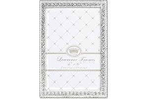 Lawrence Frames 4x6 Sarah Silver Metal Crystal Picture Frame, White