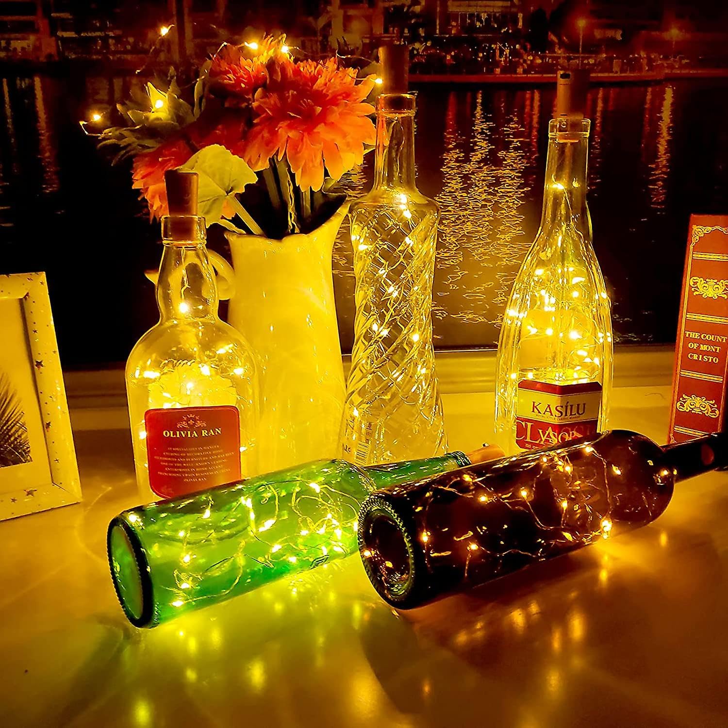 KOBWA Cork Fairy Lights USB Rechargeable LED Wine Bottle Light Battery Operated String Lights