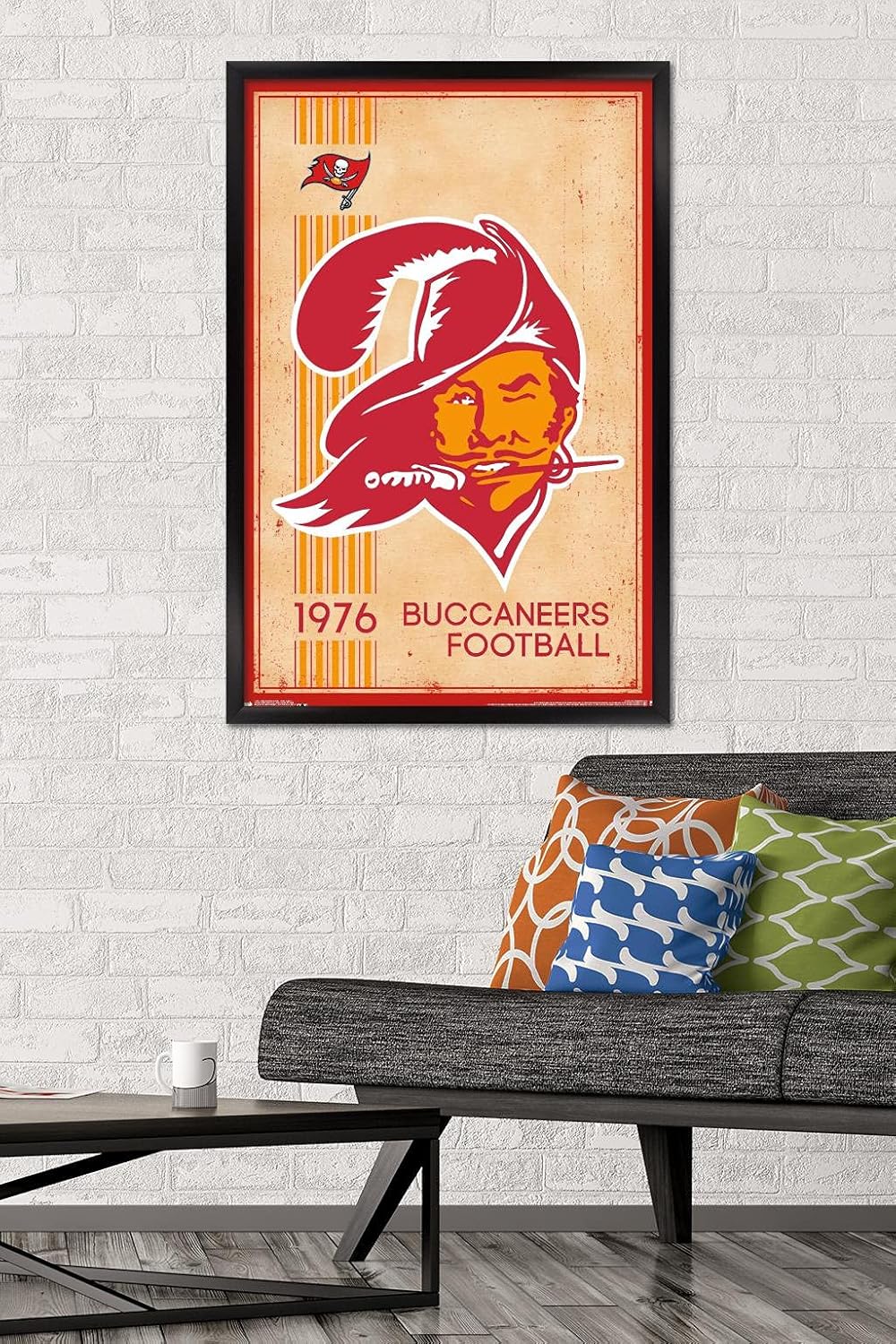 Trends International NFL Tampa Bay Buccaneers - Retro Logo 14 Wall Poster, 22.375" x 34", Black Framed Version