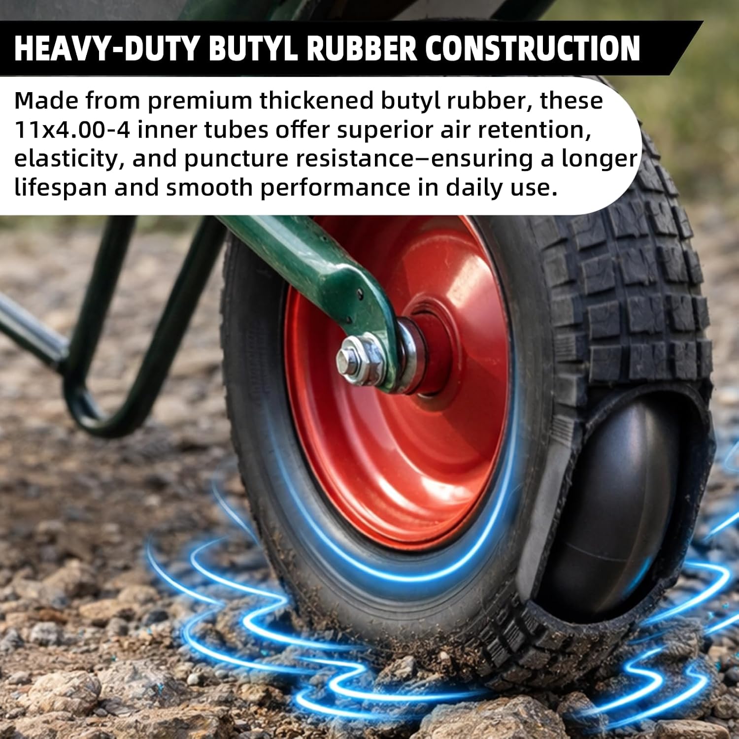 AR-PRO 11x4.00-4 Replacement Inner Tubes with TR87 Bent Valve Stem – Butyl Rubber Tire Tubes for Hand Truck, Lawn Mower, Wheelbarrow, Garden Cart – Fits 4.10/3.50-4 Tires (2 Pack)