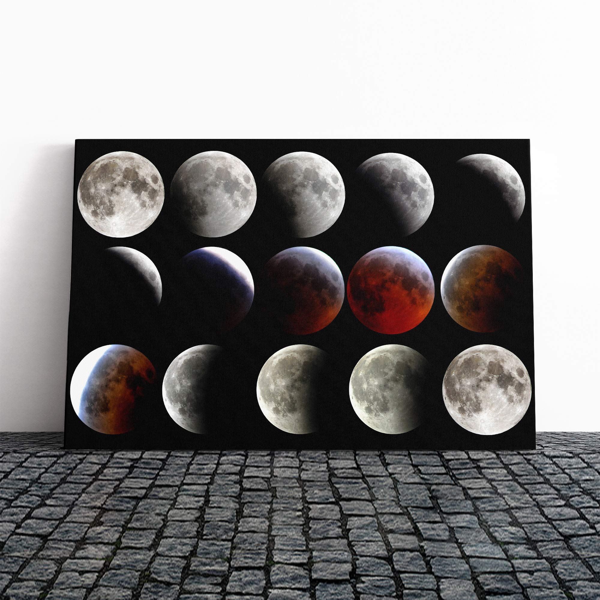 The Moon in Space Canvas Print | Gallery Wrapped 30mm Frame Wall Art | 30x20 inches | Ready to Hang | Modern Space Picture | Living Room Bedroom Lounge Office