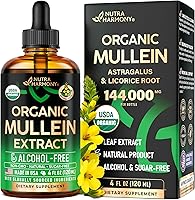 Vista 1 de Mullein Drops for Lungs - USDA Organic Liquid - Mullein Leaf Extract Supplement - Made in USA - Lung & Bronchial Cleanse for Smokers - Respiratory