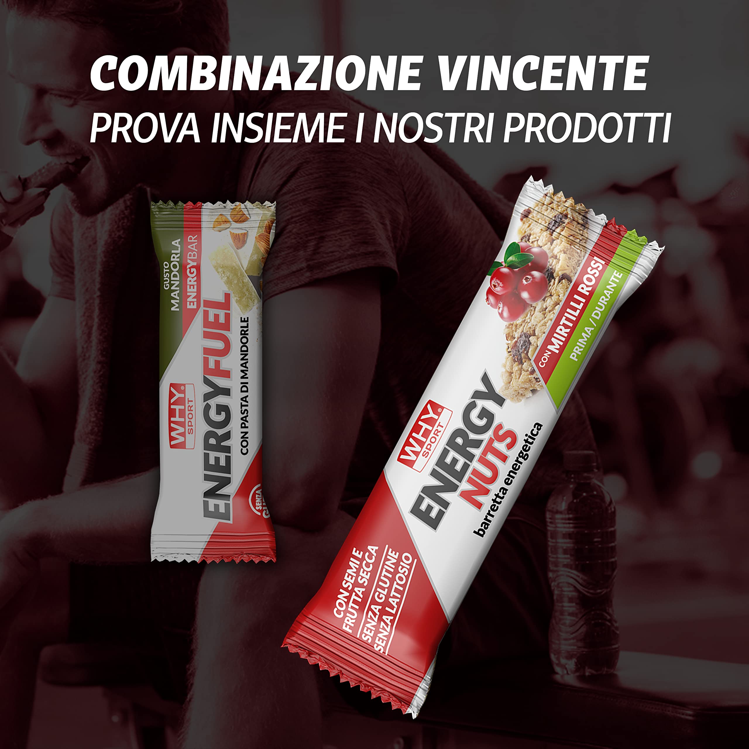 WHY SPORT ENERGY FUEL - Barrette Energetiche con Pasta di Mandorle – Energy Bar Gusto Mandorla - Box da 28 Barrette - 30 gr