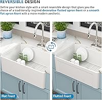 Vista 21 de 36 Farm Sink White - Fulorni 36"x20" Farmhouse Kitchen Sink Flat Apron Front White Ceramic Porcelain Fireclay Deep Single Bowl Farmer Kitchen Sink