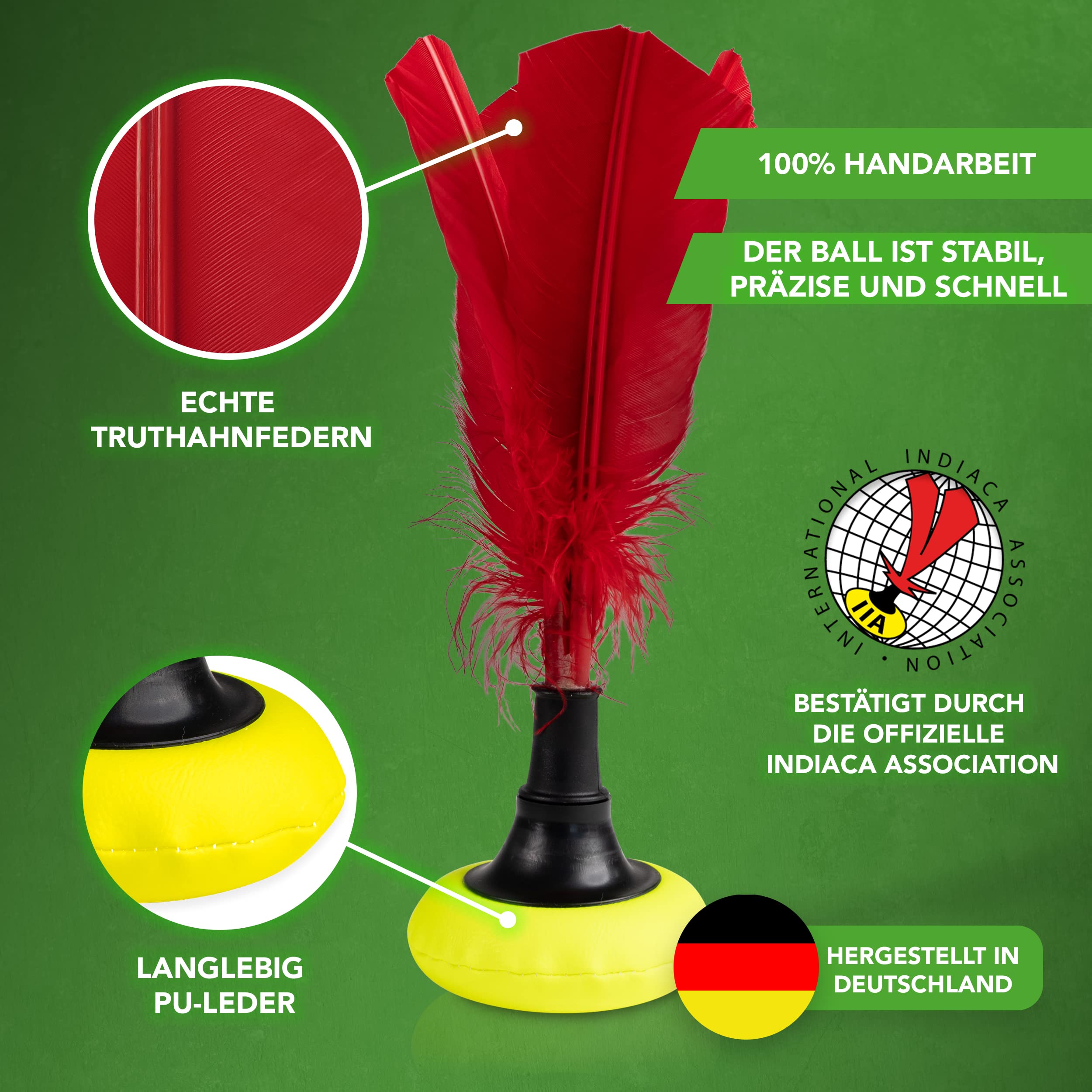 Tunturi Indiaca Turnier Ball - Offiziele Indiaca für Profis - Ball - Peteca Spiel - Handschlagball - Indiaka