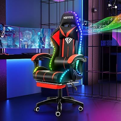 HOFFREE RGB Gaming Chair with Speakers Massage Computer Gami - best rgb chairs