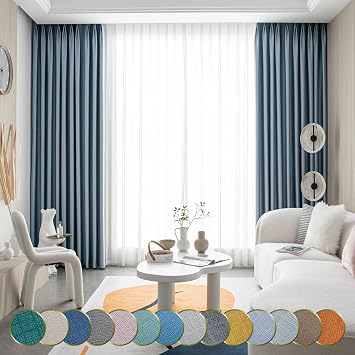 Blue Jacquard Ceiling Curtain Extra Wide Long Pinch Pleat Drapes, 72 Inches Wide x 96 Inches Long x 1 Pinch Pleat Panel