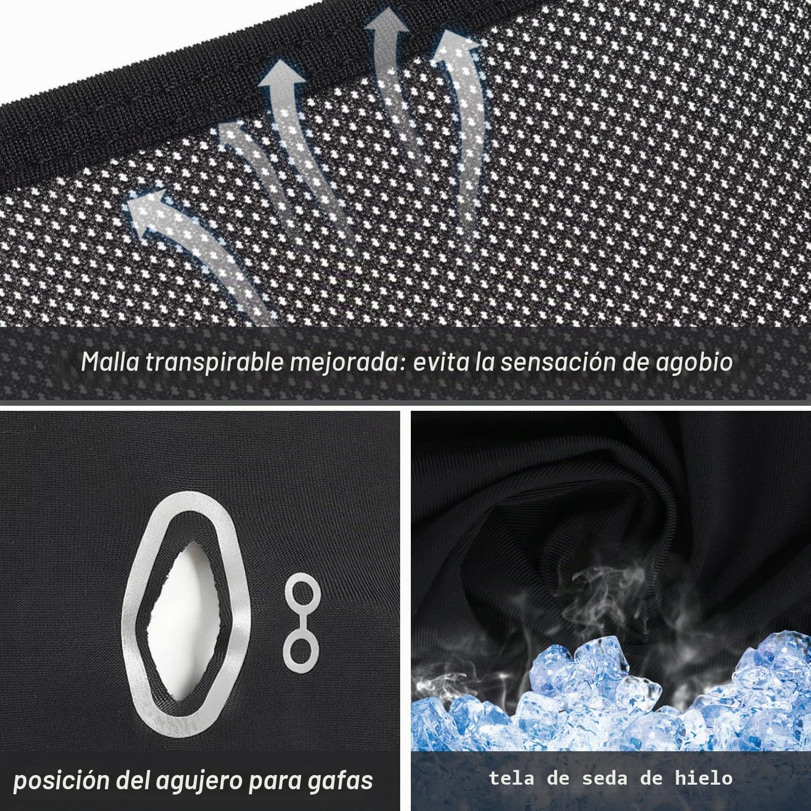 Pasamontañas Verano UPF50+ Transpirable Protección Solar Abertura Gafas Sotocasco Moto Ligero Balaclava Ciclismo Running