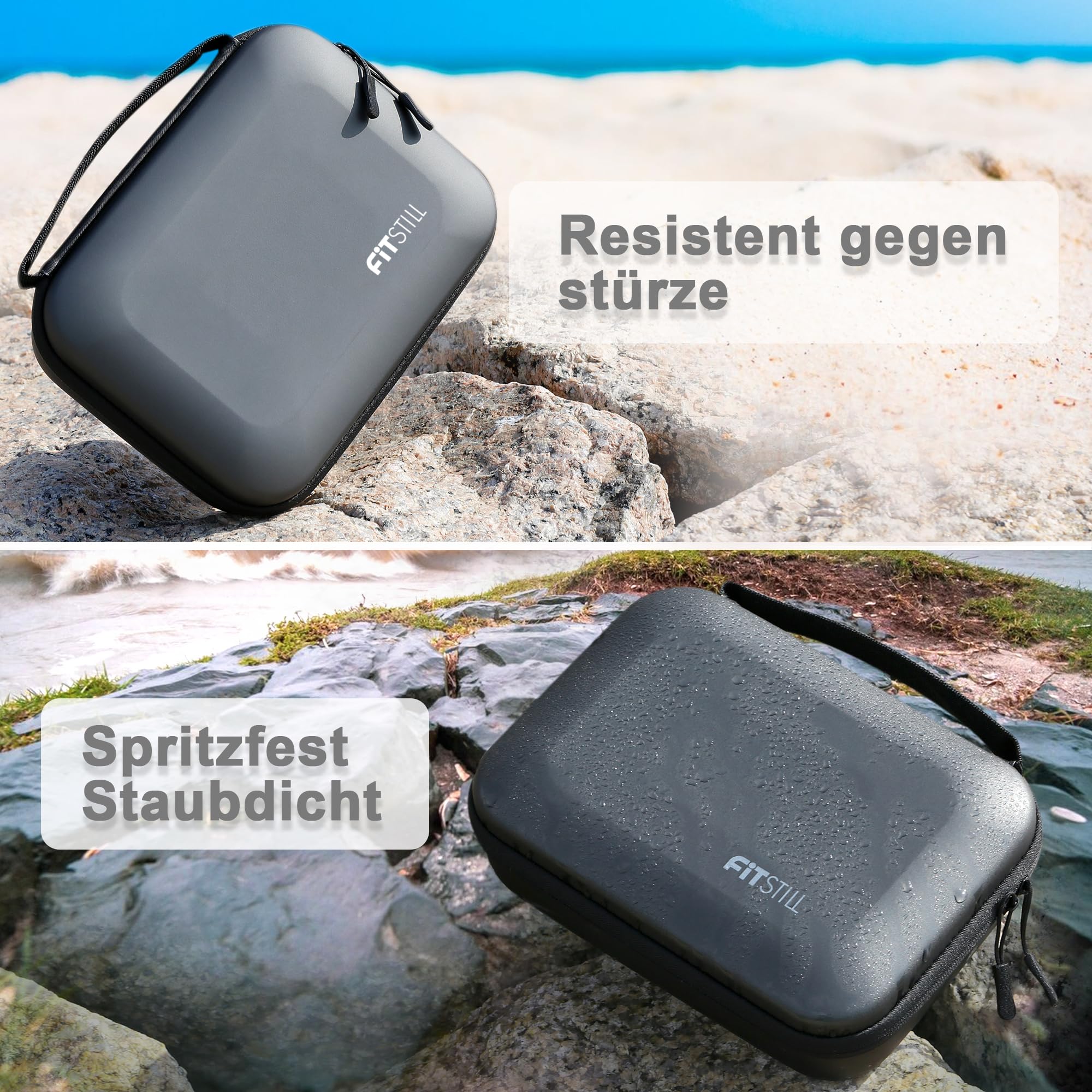 FiTSTILL Étui de rangement rigide pour Go Pro Hero 12/11/10/9/8/7/Insta 360 et autres caméras d'action, kit d'accessoires, Noir