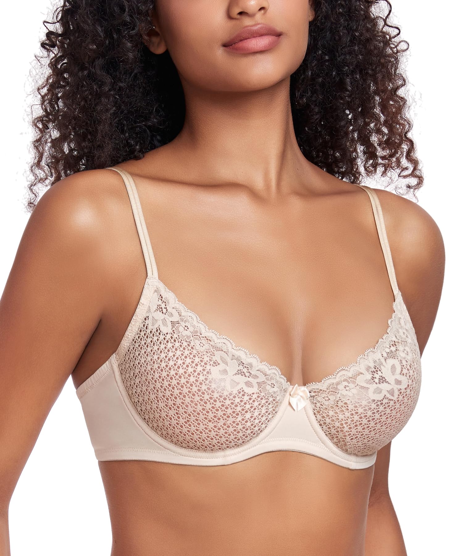 DotVol Soutien-Gorge Balconnet Femme Dentelle résille sous-vêtements Transparents avec Armatures Soutien-Gorge Non rembourré