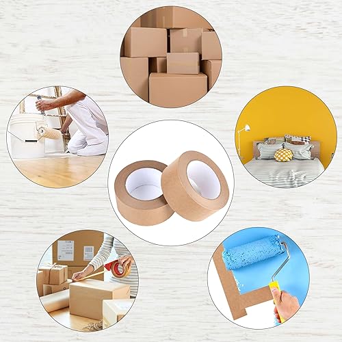 Miniatura 7 de WANBAO 1 Rollo de Cinta de Papel Kraft Marrón 2 Pulgadas x 55 Yardas para Cajas de Embalaje, Sellado de Cajas de Cartón, Uso de Embalaje y