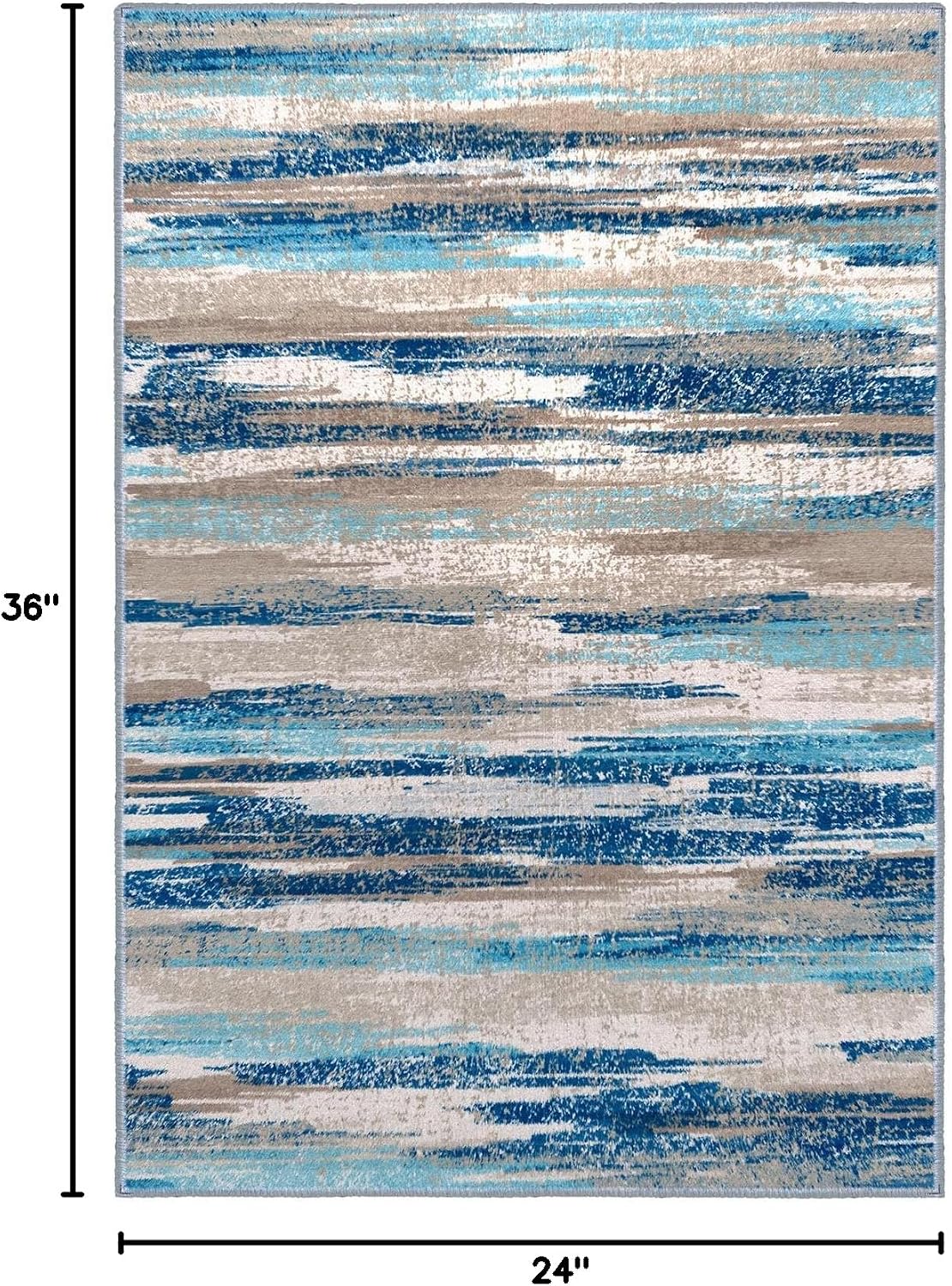 Lansny Abstract 2x3 Area Rug Small Washable Entryway Rug Non Slip Door Mat | Blue;Thin Printed Faux Wool Kitchen Rugs;Throw Rugs for Foyer,Entrance;Indoor Front door Rug;Modern Entry Rug;Floor Carpet Blue Aqua/Beige Taupe Multi 2' x 3' (Rectangular)